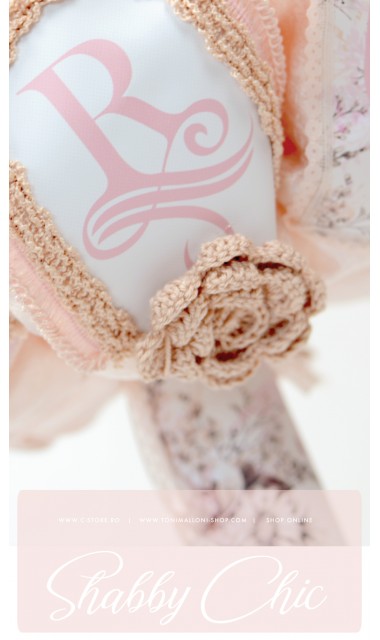 Lumanare de botez pentru fetite deosebita cu monograma si bujori, 65x4 cm, Shabby Chic  15
